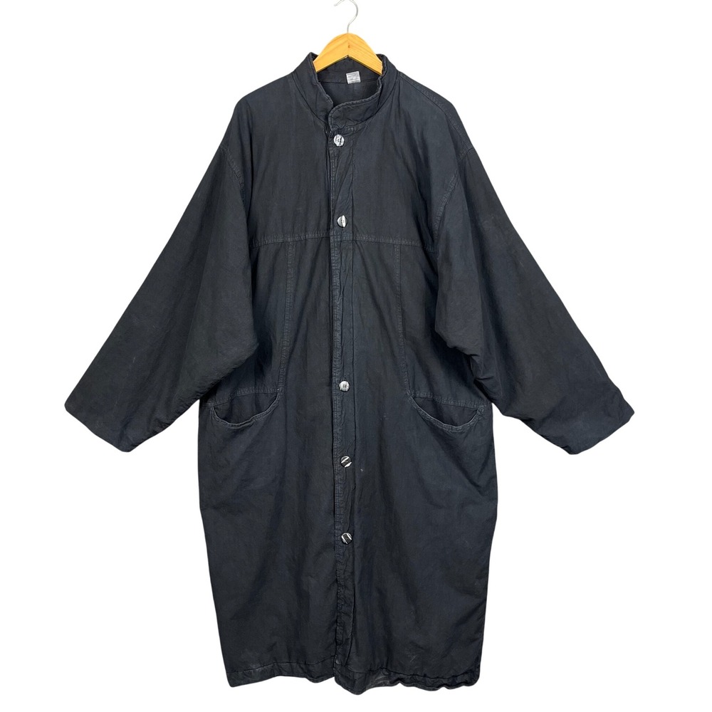 Vtg Dimitris In The House Long Coat Womens L Black Cotton Lagenlook Artist Lagom